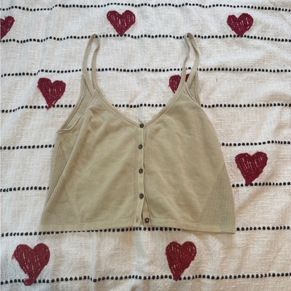 We The Free Cream Buttoned Crop Camisole